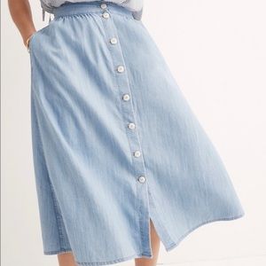 Madewell Chambray Midi Skirt w Buttons